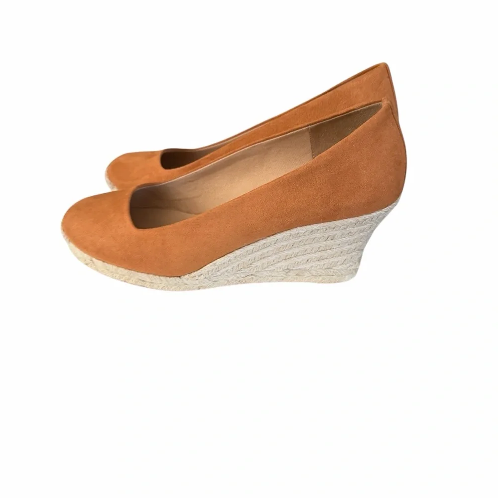 J. Crew Cognac Espadrille Faux Suede Wedges Women's Size 9